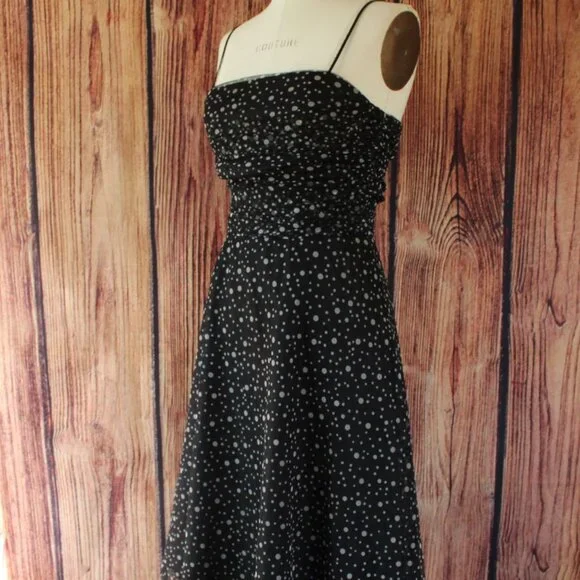 Jessica Howard Dress, Black with Gray Polkadots, Size 8, Fit and Flare, Retro - Picture 8 of 12